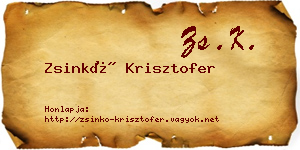 Zsinkó Krisztofer névjegykártya